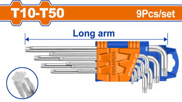 WADFOW ΣΕΤ ΚΛΕΙΔΙΑ TORX ΜΑΚΡΙΑ T10-T50 9ΤΕΜ (WHK3291)"