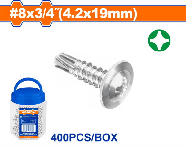 WADFOW ΛΑΜΑΡΙΝΟΒΙΔΑ ΑΥΤΟΔ/ΤΗ ΓΑΛΒ. WAFFER 8 X 3/4" / 4.2 Χ 19mm 400TEM ΣΕ ΠΛΑΣΤΙΚΟ ΒΑΖΑΚΙ (WXS3T12)"