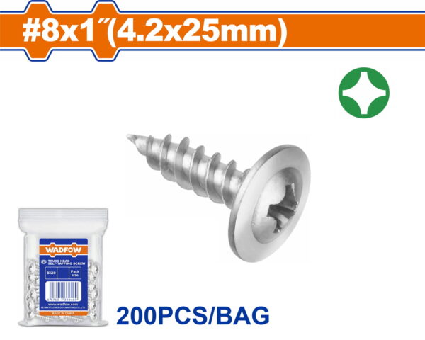 WADFOW ΛΑΜΑΡΙΝΟΒΙΔΑ ΦΑΡΔΥ ΚΕΦΑΛΙ WAFFER 8 Χ 1" / 4.2 X 25mm 200TEM (WXS7913)"