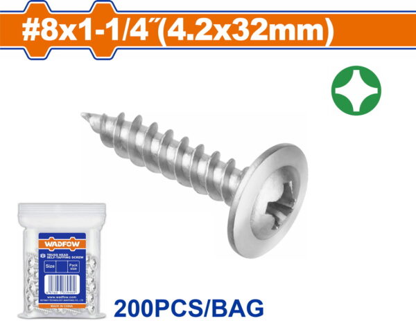 WADFOW ΛΑΜΑΡΙΝΟΒΙΔΑ ΦΑΡΔΥ ΚΕΦΑΛΙ WAFFER 8 Χ 1-1/4" / 4.2 X 32mm 200TEM (WXS7914)"