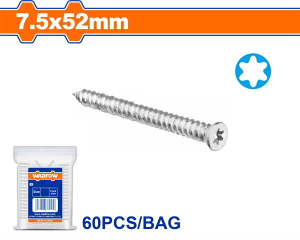 WADFOW ΤΣΙΜΕΝΤΟΒΙΔΑ TORX ΓΑΛΒ. 7.5 X 52 60ΤΕΜ (WXSN912)"